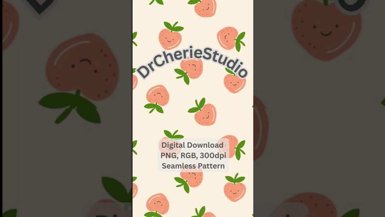 Strawberry Seamless Pattern on Etsy.com #digitalpainting #digitaldownload #shorts