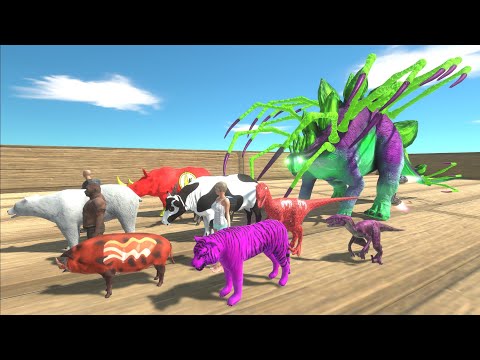 Escape from NEON ALIEN STEGOSAURUS - Animal Revolt Battle Simulator