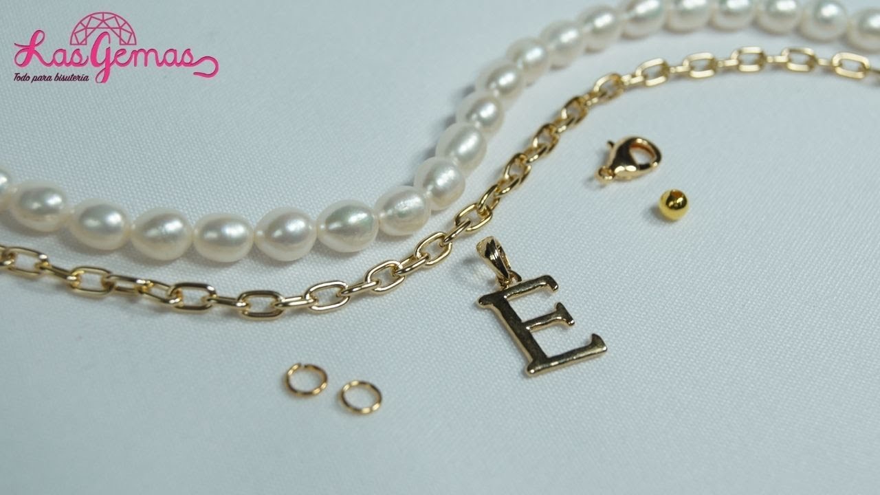 LAS GEMAS- Collar mitad Cadena mitad Perlas- TUTORIAL