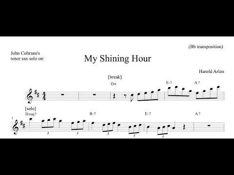 John Coltrane's tenor sax solo on 'My Shining Hour' (Bb transposition)