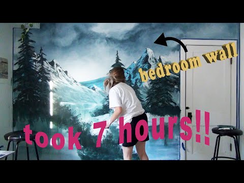 mural art inspired from bob ross painting tutorials by anja