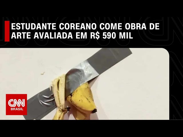 Estudante come obra de arte de uma banana colada com fita avaliada em R$ 590 mil | CNN NOVO DIA