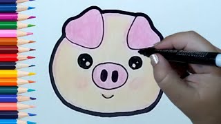 Como desenhar porquinho fofo | PORCO FOFO | como colorir #comodesenhar