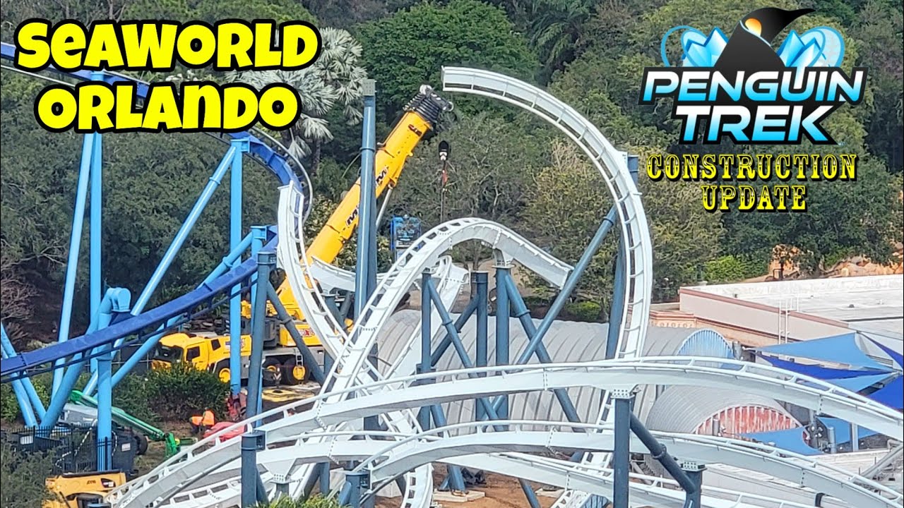 SeaWorld Orlando | Penguin Trek New For 2024 Roller Coaster | Construction Update 1.24.24
