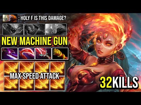 NEW MACHINE GUN Max Speed Carry Lina & Right Click Like Crazy 32Kills Deleted Juggernaut DotA 2