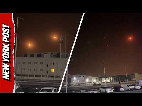 Flares Light up the Sky in Qatar as Iranian Missiles are Shot Down