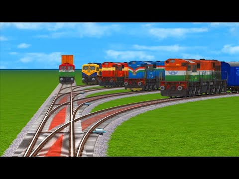 5 TRAINS ON 5 LINE BRANCHED VERY SHARP BENDING RAILROAD TRACK #50 BeamNG.Drive-Train Simulator 2022