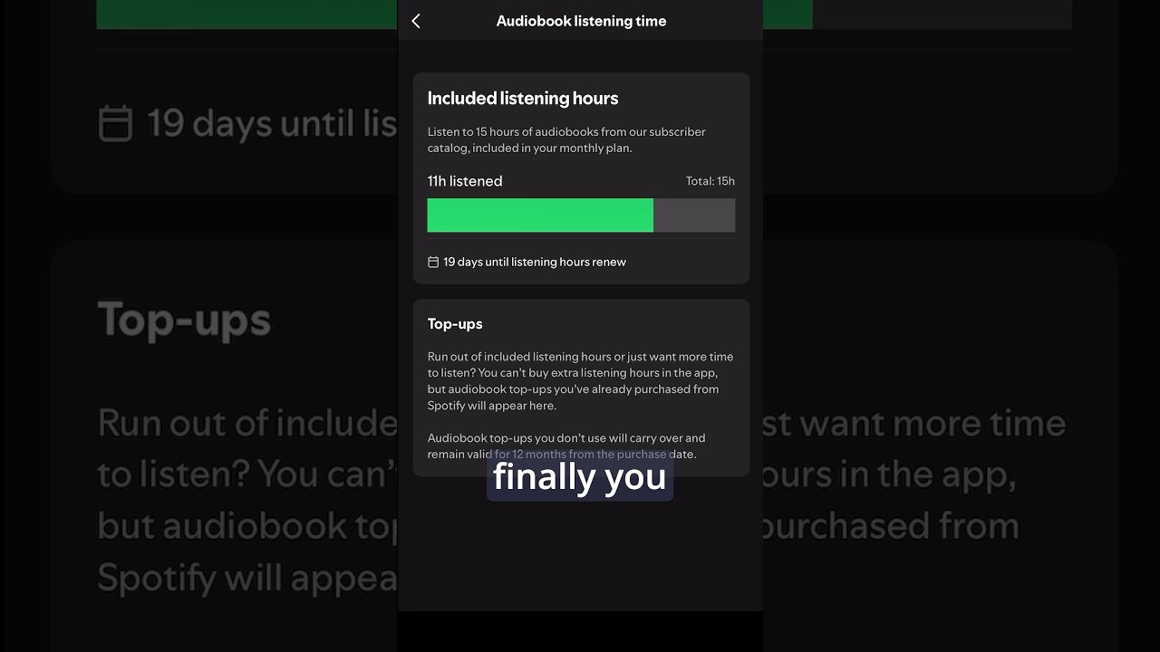 How to see how many audiobook hours you have left on Spotify Premium. #Spotify #Audiobook