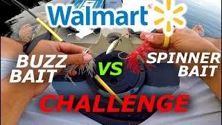 $1 WALMART BUZZBAIT VS SPINNERBAIT CHALLENGE!!! (Lake Kanawauke, NY)