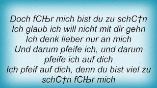 Sara - Ich Pfeif&#39; Auf Dich Lyrics