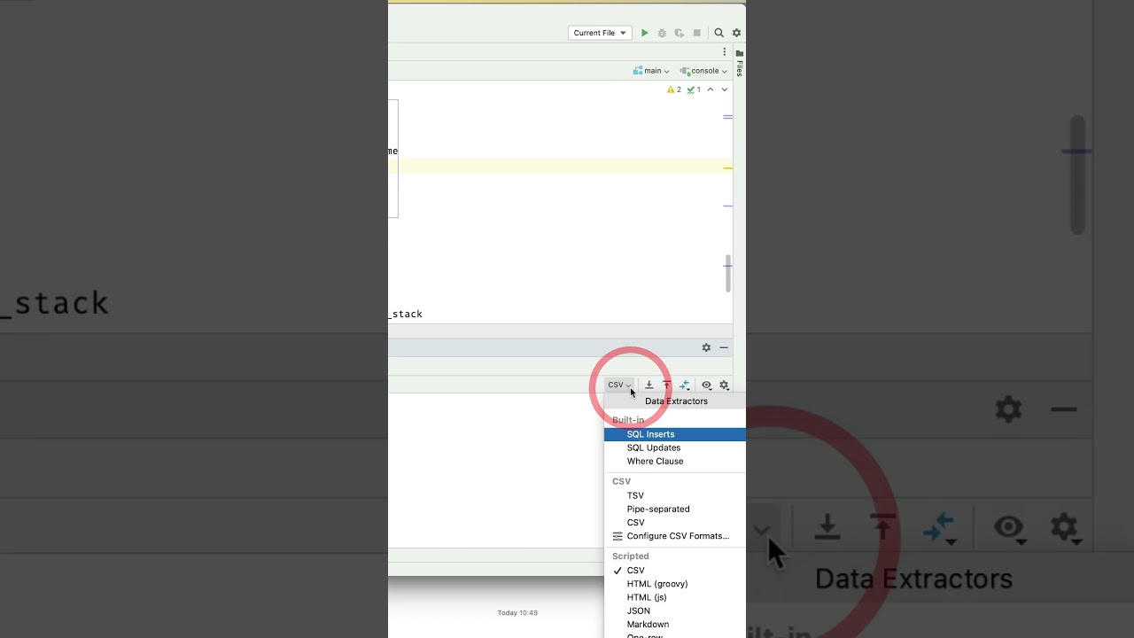 Using Extractors in JetBrains DataGrip