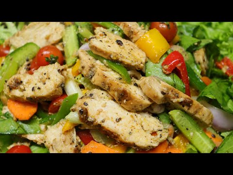 How to make Easy & Tasty Chicken Salad | Grilled Black Pepper Chicken Salad Recipe