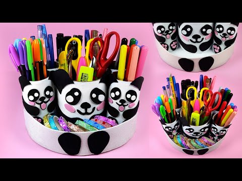 FANTÁSTICO PORTALÁPICES de OSITOS PANDA - LAPICERA PANDA de RECICLAJE -ORGANIZADOR DE LÁPICES KAWAII