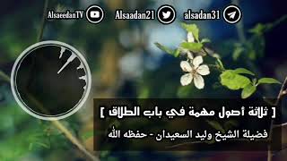 صورة ثلاثة أصول مهمة في باب الطلاق .. | فضيلة الشيخ وليد السعيدان - حفظه الله