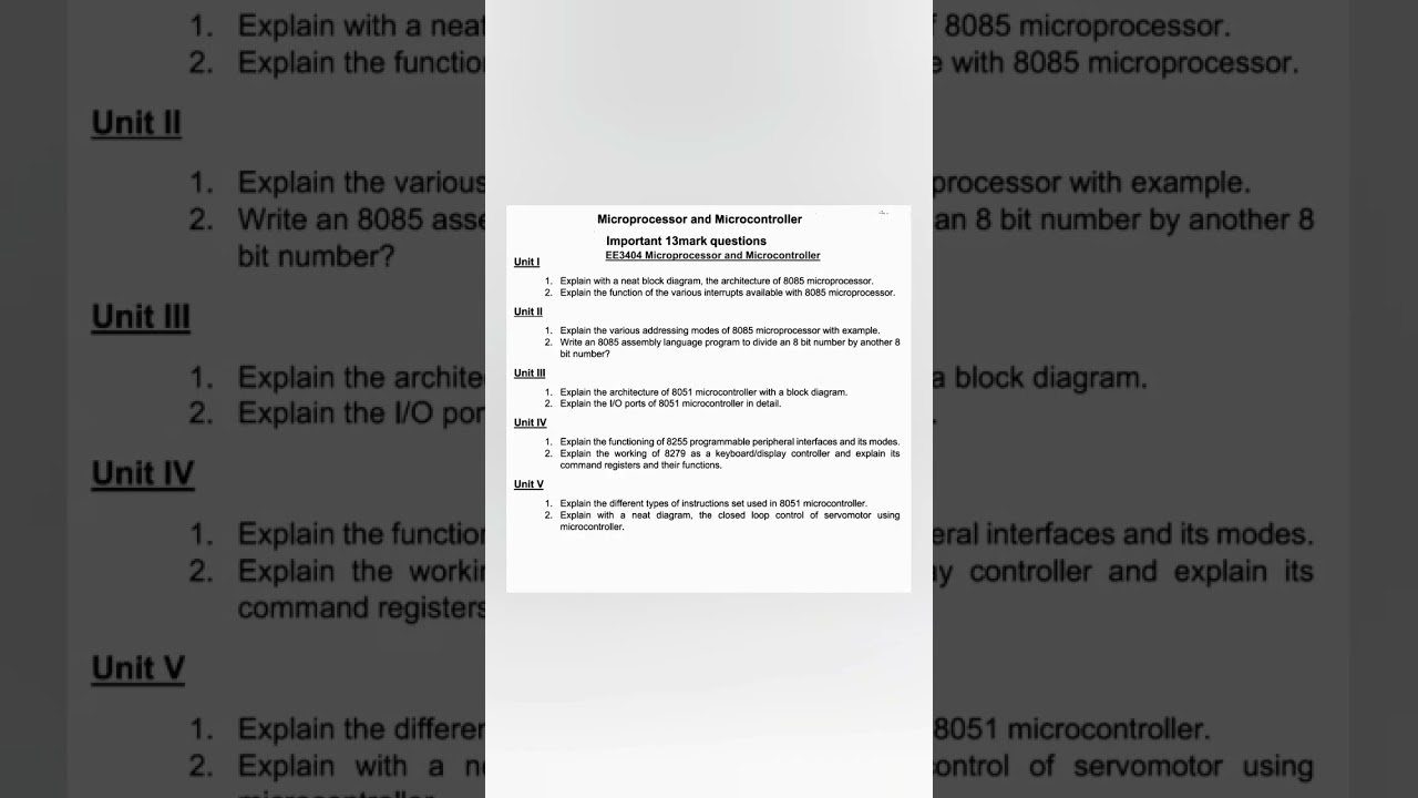 EE3404 Microprocessor and Microcontroller #r2021 #annauniversity #annauniversity #cse
