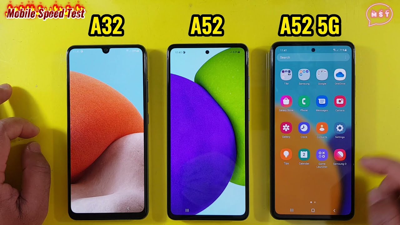 Samsung Galaxy A32 vs A52 vs A52 5G Speed Test Comparison MST official