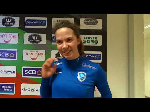 Interview met Hanne Merkelbach na de Belgium Super League wedstrijd OHL Vrouwen vs KRC Genk Ladies