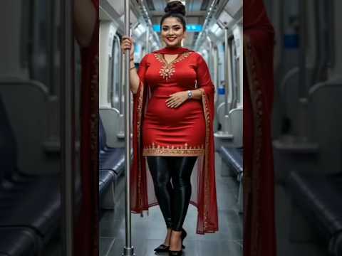 Desi Diva in Metro Style 🚇✨| Bold & Beautiful Look in Red & Black Fusion #Shorts #DesiFashion