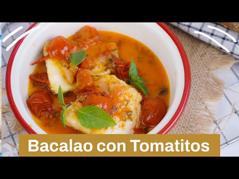Bacalao con tomatitos al vino blanco