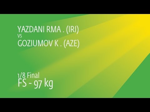 1/8 FS - 97 kg: K. GOZIUMOV (AZE) df. R. YAZDANI (IRI), 2-1