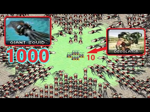 10 Desolators surrounded by 1000 Giant Squids - Red Alert 2