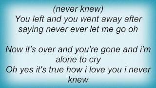 Roy Orbison - I Never Knew Lyrics