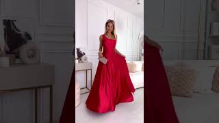 Červené saténové společenské šaty na jedno širší ramínko "Susan" - vel. M