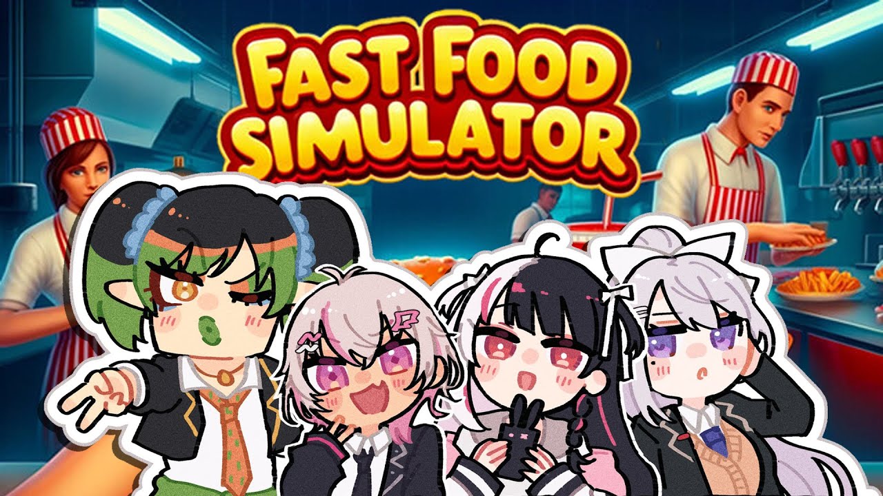 【Fast Food Simulator】ちゃりーんバーガー屋 w/ 夜見れな , 魔使マオ , 花畑チャイカ【にじさんじ / 樋口楓】