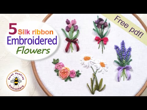 Silk ribbon embroidery tutorial with full instructions and free design pdf for you to stitch!