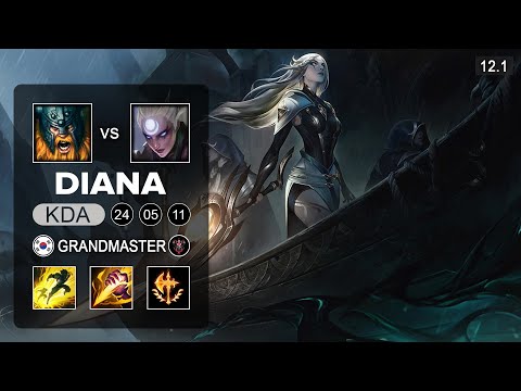 Diana Jungle vs Olaf - KR Grandmaster - Season 12 Patch 12.1