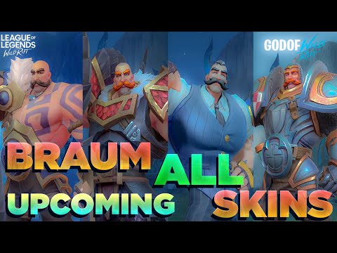 BRAUM ALL SKINS GAMEPLAY l UPCOMING SKIN LIONHEART l LEAGUE OF LEGENDS WILD RIFT