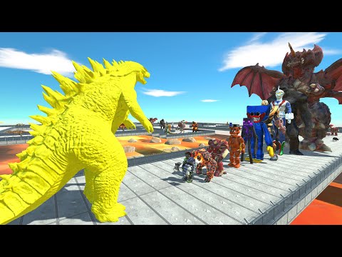 Godzilla Classic Yellow vs Destoroyah LAVA DEATH RUN - Animal Revolt Battle Simulator