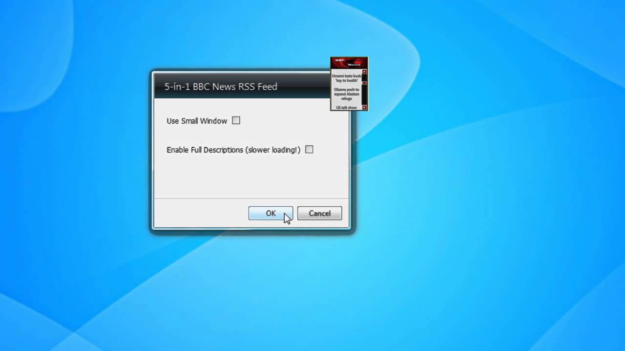5-In-1 BBC News RSS Feed Widget for Windows 7