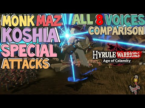 Monk Maz Koshia Special Attacks All 8 Voices Comparison - Hyrule Warriors: Age of Calamity