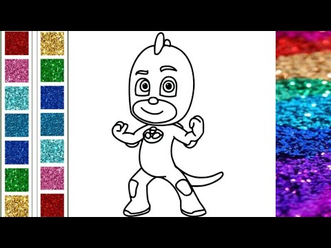 Drawing and colouring Pj Masks l Gekko Coloring Pages l Draw Paint Easy for kids l Rainbow Art l