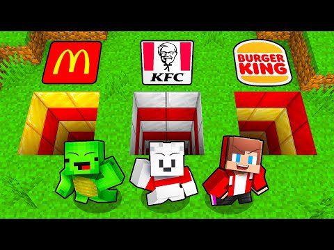 JJ & Mikey & Carrie: MCDONALDS vs BURGER KING vs KFC Battle in Minecraft - Maizen