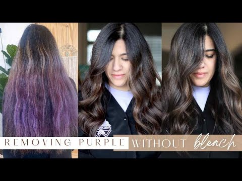 Step by step color correction from purple to...