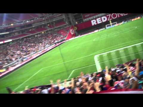 USMNT and Venezuela National Team walking onto the Pitch