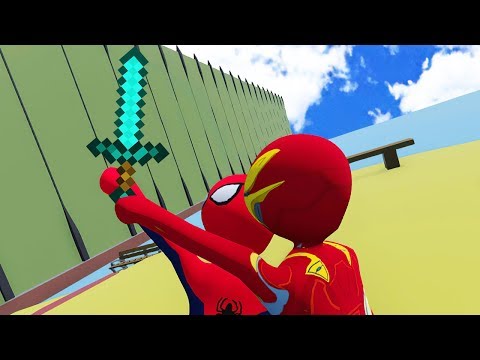 ЛАБИРИНТ С АЛМАЗНЫМ МЕЧОМ HUMAN FALL FLAT пластилиновые герои Володя Человек Паук и Железный Человек