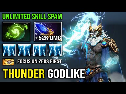 BRUTAL THUNDER GOD +52K Total Damage Full Magic Zeus with Unlimited Skills Spam Dota 2