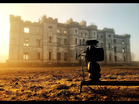 The haunted Dalquharran castle in Dailly, south west Scotland, from sunset to sunrise.