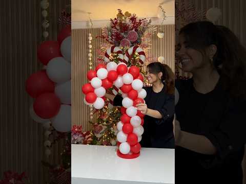 How to make a candy cane with balloons. Christmas Balloon Decor. Balloon Centerpiece for Christmas❤️