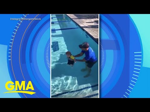 Bode and Morgan Miller teach son to swim after daughter's death l GMA