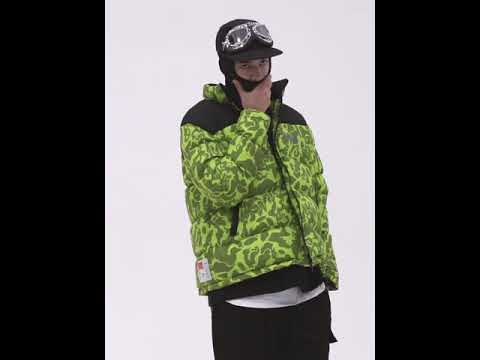 NFWYS FIZOLA HOLOGRAPHIC HIGH NECK BOMBER JACKET IN GREEN CAMO