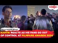 Kartik Aaryan REACTS As His Fans Break The Barricade At The 69th Filmfare Awards 2024
