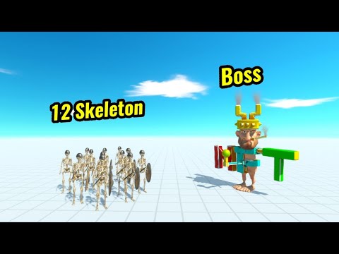 12 Skeleton Warrior vs boss factions animal revolt battle simulator