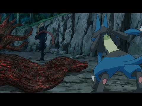Lucario meets Greninja for the first time | lucario shocked | Pokémon journeys