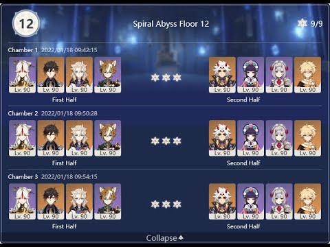 Genshin Impact 2.4 Spiral Abyss Floor 12 GEO only teams Full stars