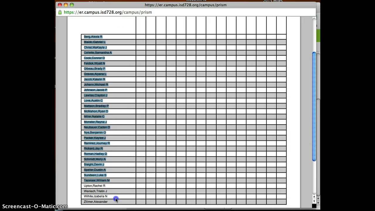 Rosters to Spreadsheet