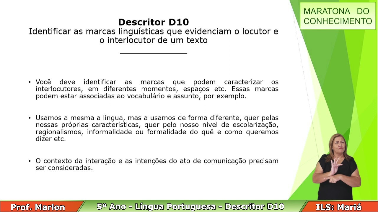 5º Ano - D10 - Língua Portuguesa - Maratona do Conhecimento